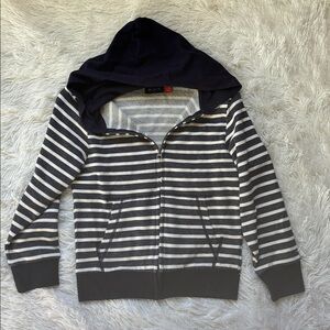 Boys Children’s Place Navy White Striped Hoodie 7 8 NEW